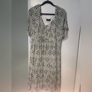 Women’s Lane Bryant green and white patterned dress- new with tags size 18/20
